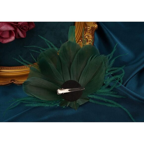 Gatsby Flapper Fascinator Peacock Feather Headpiece Vintage Style Accessory main image 3